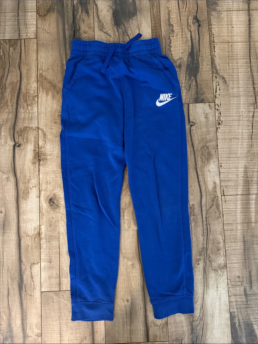 Nike Royal Blue Kids Fleece Joggers with White Logo